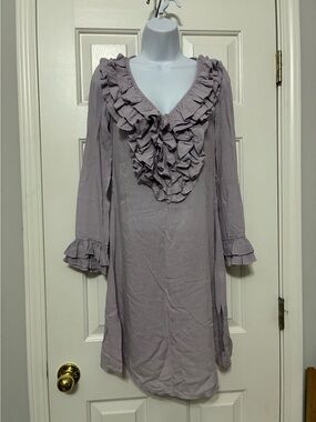 Lilac ruffles vintage  shirt dress